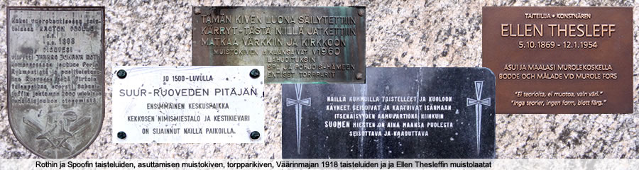 Ruovedellä sijaitsevia muistolaattoja